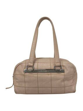 Chanel Shoulder Bag Chocolate Bar Light Pink Silver
